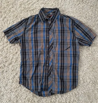 Camisa Y2K Tony Hawk Manga Corta Abotonada Rayas Hombre’s M Foto 1 de 4