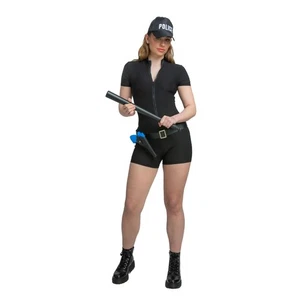 SEXY POLICE LADY Romper Cap Gun Belt Baton Officer Fancy Dress Costume Halloween - Picture 1 of 7