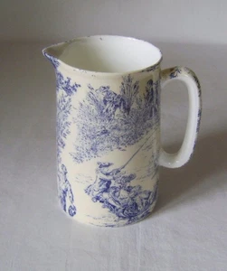 Hilcote Ceramics Porcelain Jug with Overglaze Blue Printed Decoration of Anglers - Picture 1 of 7