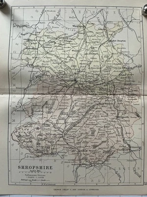 SHROPSHIRE - 1885 Original Antique County Map England Philip Ludlow Shrewsbury - Image 1 of 4