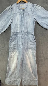 ULLA JOHNSON Blue Denim Jumpsuit Ballon Sleeve Boho Size 2 City Boho READ - Picture 1 of 13