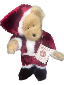 Boyds Bears Santa Bearhugs 13 Zoll brauner Teddybär im glitzernden Weihnachtsmann zum Aufziehen - Bild 1 von 8