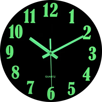 12 inch dark brown wooden glow in the dark clock, Vintage Tuscan style, silent - Image 1 of 4