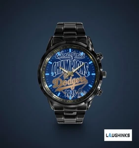 LA Dodgers 2025 World Series Champions Schwarz Edelstahl Uhr - Bild 1 von 5