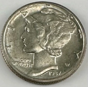Moneda de diez centavos Mercury 1936-D - bandas completas BU - plata 10c - retirada del soporte NGC - Imagen 1 de 3