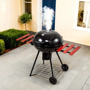 Professional Charcoal Kettle Grill Black Porcelain-Enameled Lid & Bowl + Shelves - Picture 1 of 21