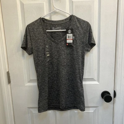 Under Armour V-Neck Short Sleeve Shirt Women’s XS Gray UA Training Tee NWT - Image 1 of 4