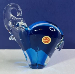Vintage Murano Italy Art Glass 5.75" Aqua Blue Elephant Paperweight Lead Crystal - Picture 1 of 12