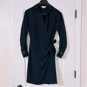 Vince Damen Langarm Wickel Shirt Kleid Gr. XXS schwarz - Bild 1 von 8