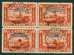 SG 330 Canada 1933. 20c rosso. Blocco di 4 CDS usati molto bene CAT £76 - Foto 1 di 1