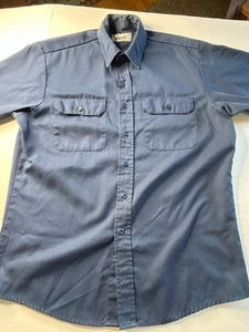 Vintage Rehböcke Hemd Herren Große-XL Blau Kurzarm Knopfleiste Arbeitskleidung - Bild 1 von 11