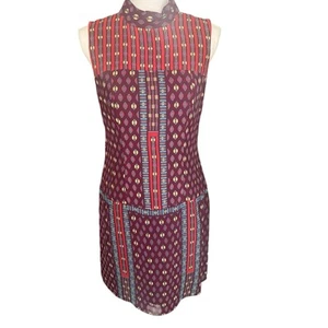 Nanette Lepore Seidenkleid Größe 6 Boho Geometrisch Ärmellos Vintage Mod Style - Bild 1 von 18