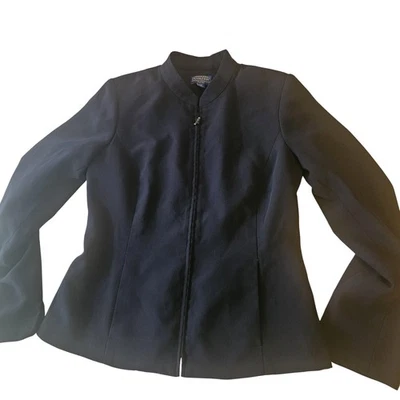 Pendleton Jacket Womens 4 Black Wool Blend Full Zip Fitted Minimalist Blazer - Image 1 of 4