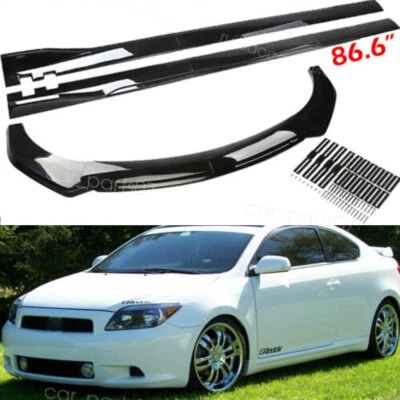 Glossy Black Front Bumper Lip Splitter Spoiler+Side Skirt For Scion TC 2005-2016 Foto 1 de 4