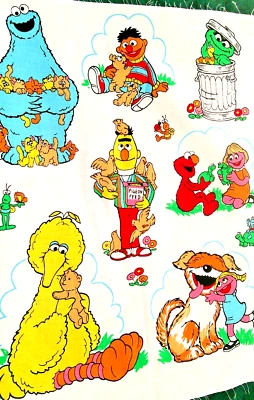 SPECTRIX Fabric Sesame Street Friends Vintage 1993 "Pets" 14" x 18" Square Elmo Cookie $3