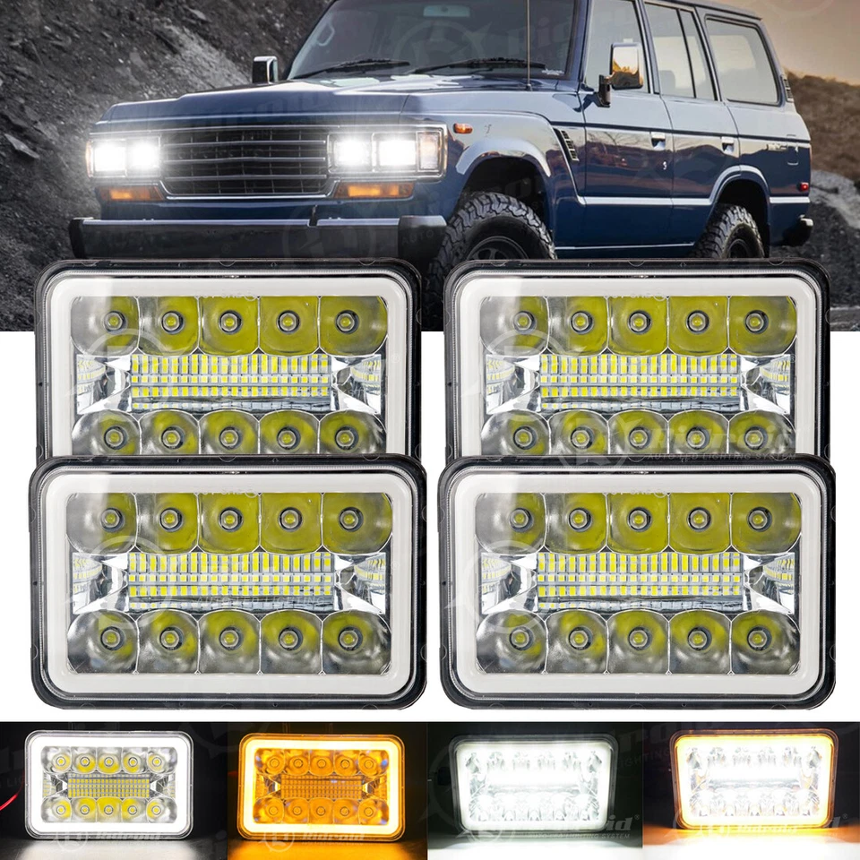 4 faros LED halo de haz de 4x6"" para furgoneta Toyota Land Cruiser 1989-90 1984-89 Foto 1 de 4