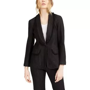 NANETTE LEPORE Women's Go Getter Ruffled Denim Blazer Jacket Top TEDO - Picture 1 of 2