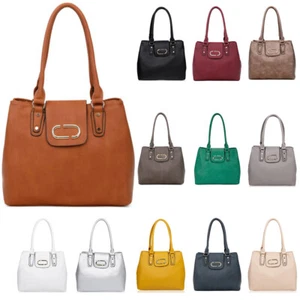 New Womens Two Compartments Faux Leather Tote Handbag Hobo Shopper Shoulder Bag - Picture 1 of 20