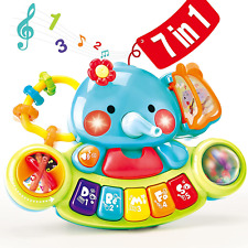 Hahaland Baby Toys 6 Months Plus 7-In-1 Elephant Piano Musical Toys for 1 Year &