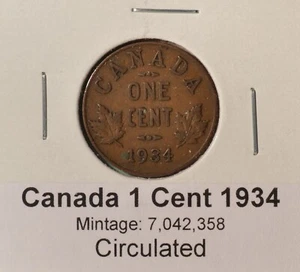 1934 Canada Small Cent - George V era - Picture 1 of 1