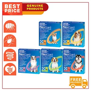 NEXGARD SPECTRA for All Sizes Dogs 3 Chews Flea Heartworm and Worm Prevention - Picture 1 of 7
