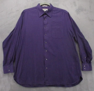 Camisa abotonada John W. Nordstrom para hombre XL púrpura con patrón de espiga de algodón Foto 1 de 4