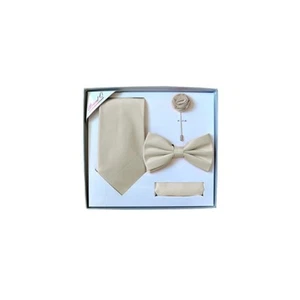 Herren Krawatte, Fliege, Taschentuch, Reversnadel, 4-teiliges Set. Formell, Hochzeit, Abschlussball - Bild 1 von 1