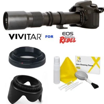 VIVITAR 500MM PRESET ZOOM LENS FOR CANON EOS REBEL 1100D 12000D T5 T6 T7 7D 80D - Image 1 of 4