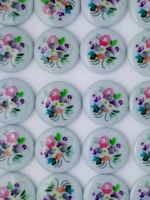 SIZE 24L-5/8" FLORAL PATTERN BUTTON, SHINY FINISH, 1 DOZEN, FREE SHIPPING USA - Image 1 of 4