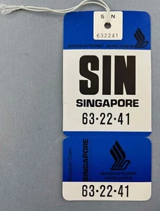 SINGAPORE AIRLINES SIN SINGAPORE VINTAGE AIRLINE BAG TAG LUGGAGE BAGGAGE LABEL - Picture 1 of 2