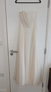 Wedding Dress Size 8 thin strapless A-line Silk Crepe Charlie Brear Carenne - Picture 1 of 14