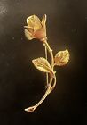 Vintage Pastelli Gold Plate Elegant Rose Brooch Pin Delicate 3D Gorgeous Signed