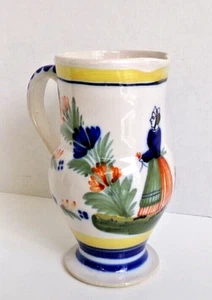Antique HR Henriot Quimper Hand Painted Jug Pitcher, Woman, 1930's, France 6.25" - Picture 1 of 21