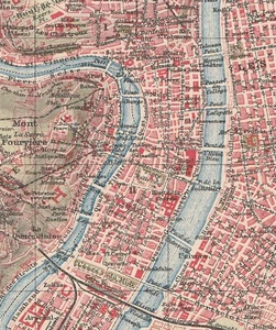 LYON dated 1912 Original map city plan FRANCE - Picture 1 of 8