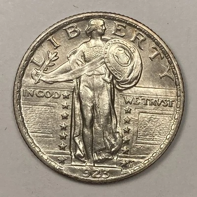 1923 Standing Liberty Quarter .25. CH-BU Obv. Scratch. - Image 1 of 3