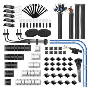 186 PCS Cable Organizer Kit with Cable Holder Wire Organizer Sleeve Cord4123 - Afbeelding 1 van 8