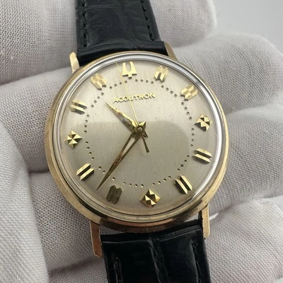 1964 BULOVA ACCUTRON 214 Tuning Fork 10K Gold Filled Case 33mm Watch - Working Foto 1 de 4