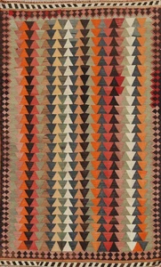 Vegetable Dye Kilim Reversible Accent Rug 4x7 Wool Hand-Woven Vintage Carpet - Picture 1 of 13