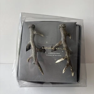 POTTERY BARN ANTLER NAPKIN RINGS HOLDERS SET OF 4 Please Read. - Picture 1 of 6