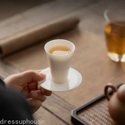 Taza de té maestra de porcelana de jade grasa cordero blanco chino de alta gama 45 ml  Foto 1 de 4