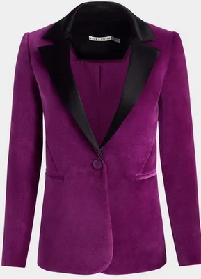Chaqueta Blazer Alice + Olivia Terciopelo Púrpura Elegante Talla 2 US 550 $ Foto 1 de 4