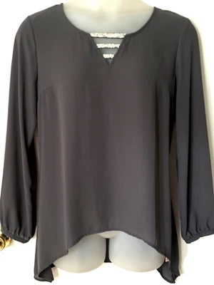 NWT Women’s JUICY COUTURE Grey Semi Sheer RHINESTONE STRAP Top Blouse XL 16 - Image 1 of 2