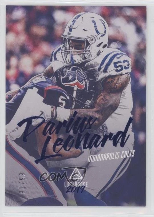 2019 Panini Luminance Blue /99 Shaquille Leonard Darius Leonard #19 - Image 1 of 2