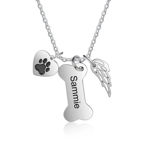 Engraved Dog Bone Necklace - Custom Pet Name Jewelry - Ideal Gift for Dog Lovers - Picture 1 of 7