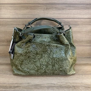 Bolso de Mano ISADORA Cuero Tooled LG Verde Correa de Hombro Extraíble Hecho en Italia NUEVO - Imagen 1 de 10
