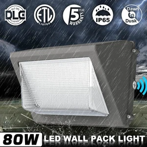 Dusk To Dawn LED Wall Pack Light For Backyard Garden Barn Security Lights 80W - Picture 1 of 13