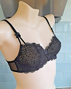 Splendour BLACK Macrame Lace U/W Balconette Bra 125301 - Picture 1 of 15