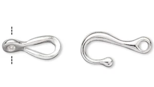 10 Sets Silver Plated Brass 12x7mm Twist Hook and Eye Clasps - Picture 1 of 2