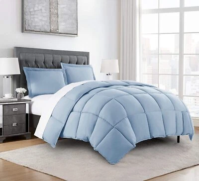 Chambray Blue All Season Fluffy Down Alternative Comforter Set - Duvet Insert - Image 1 of 4