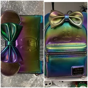 Mini mochila y billetera Loungefly Minnie Mouse pulida al aceite rosa a la moda exclusiva - Imagen 1 de 9